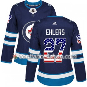Adidas Maillot de Hockey Winnipeg Jets Nikolaj Ehlers 27 2017-2018 Bleu Marine USA Flag Fashion Authentic - Femme